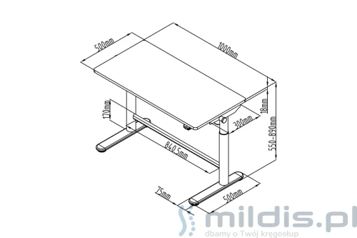 biurko spacetronik 100x50 cm wymiary