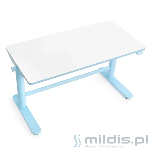 niebieskie biurko regulowane elektrycznie 100x50 cm