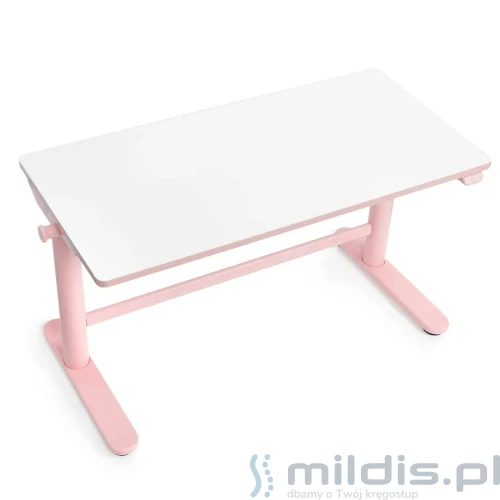 różowe biurko regulowane elektrycznie 100x50 cm