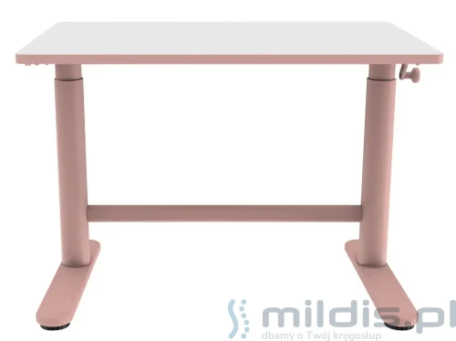 różowe biurko regulowane manualnie spacetronik
