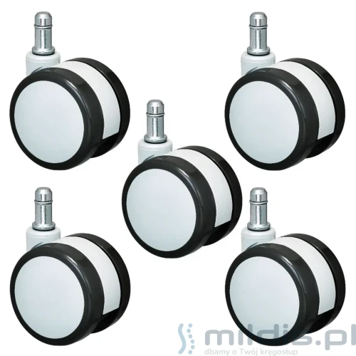 białe kółka do krzesła obrotowego