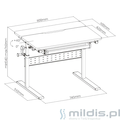 biurko spacetronic spe-x102w wymiary