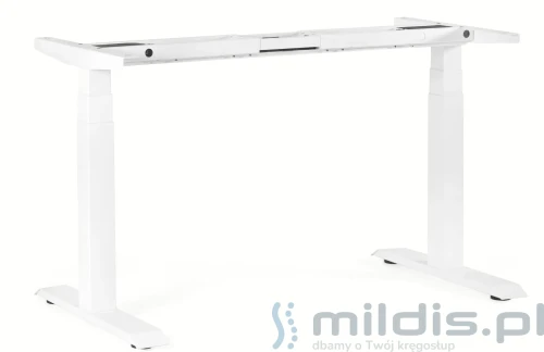 biały stelaż biurka regulowany elektrycznie