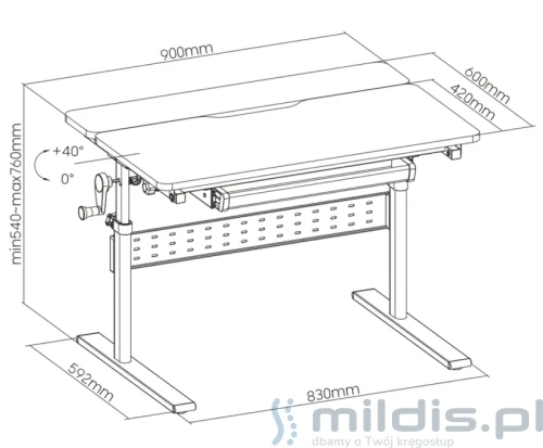 biurko spacetronik xd spe x102wl 90x60 cm wymiary