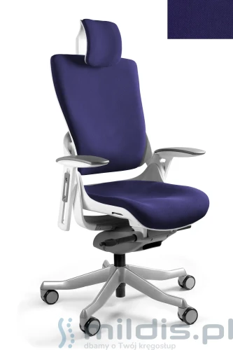 fotel unique wau 2 biały BL412 navyblue