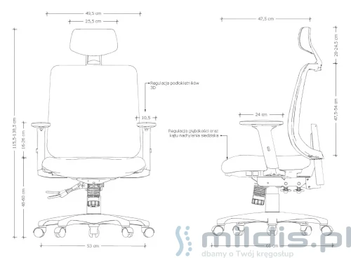 wymiary fotela Unique Saga Plus