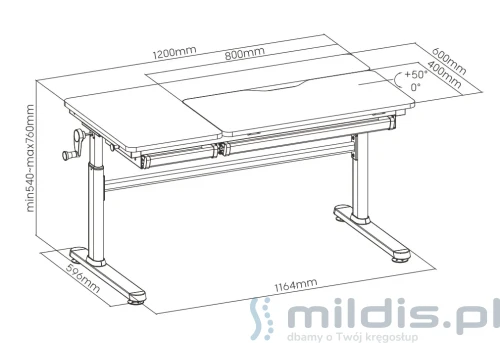 biurko SPE-X104WP wymiary