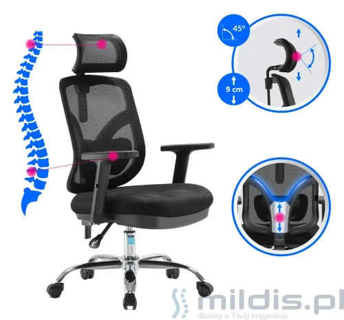 fotel Angel Jokasta ergonomiczny profil oparcia