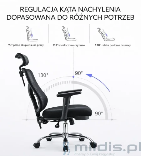 fotel Angel Jokasta zakres odchylania oparcia