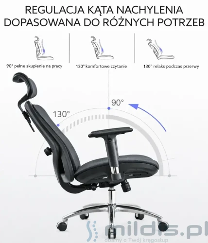 fotel Angel Kalisto zakres odchylania oparcia