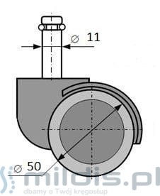 kółka gumowane 50 mm schemat