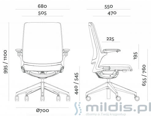krzesło smart net wymiary