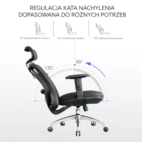fotel Angel Europa - zakres odchylania oparcia