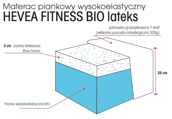 materac Hevea Fitness Lateks struktura