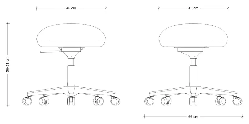 taboret obrotowy Turini - wymiary