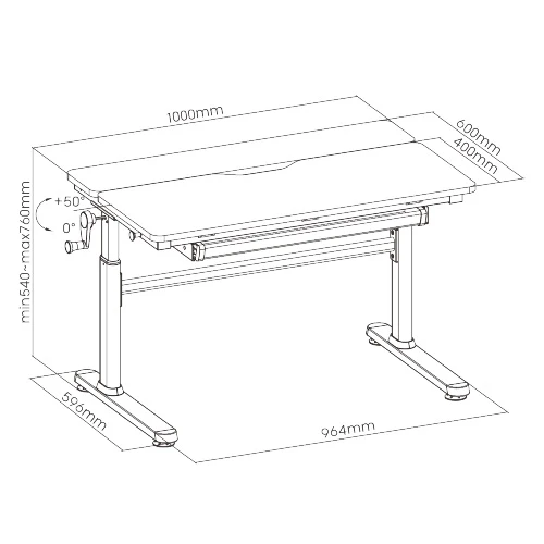 biurko Spacetronik XD SPE-X104WL wymiary