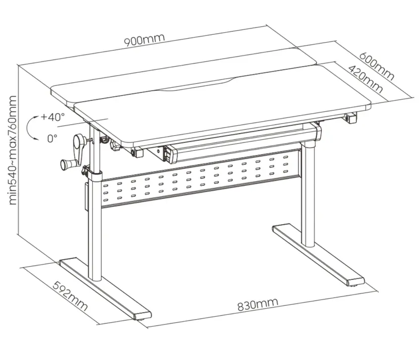 biurko Spacetronik 90x60 cm - wymiary