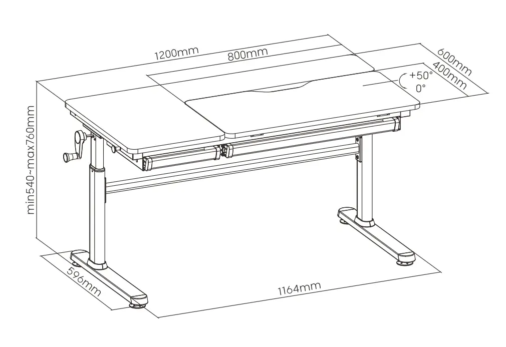 biurko Spacetronik XD SPE-X104WP wymiary